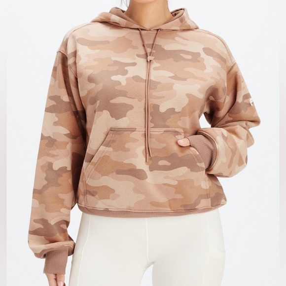 Fabletics Tops - Fabletics Tan Camo Printed Ultra Soft Forever Fleece Sweatshirt